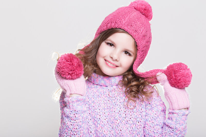 Girl in Winter Clothes — Pink, Cheerful, Photograph