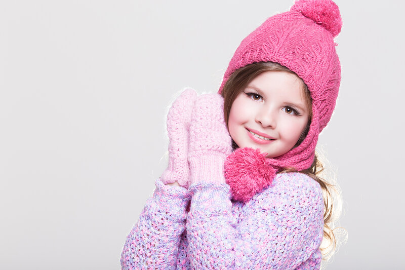 Girl in Winter Clothes — Pink, Cheerful