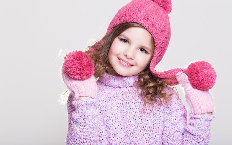 Girl in Winter Clothes — Pink, Happy