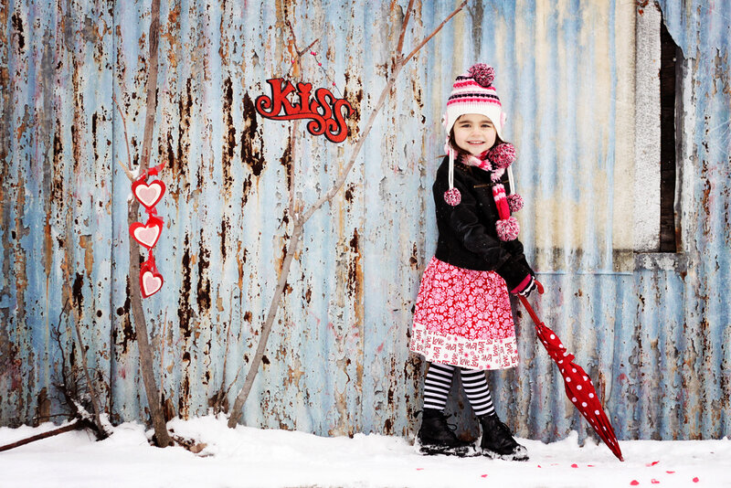 Girl in Winter Clothes — Red, Playful