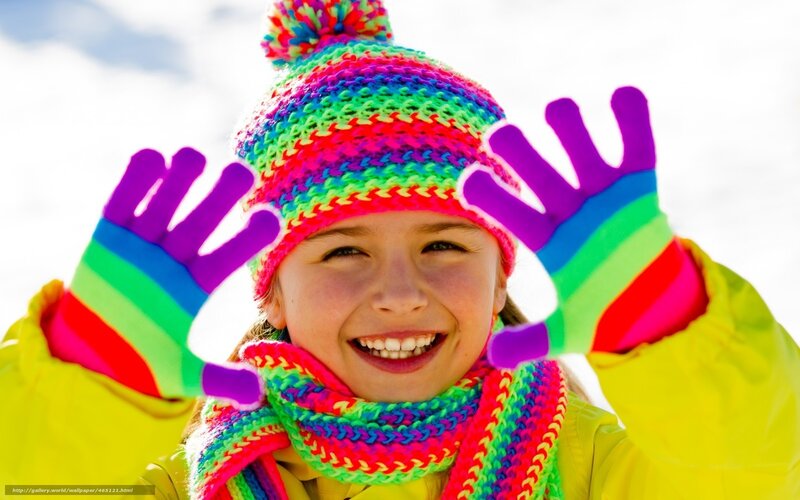 Girl in Winter Clothes — Yellow, Joyful