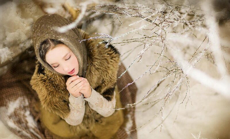 Girl in Winter Coat — Brown, Serene