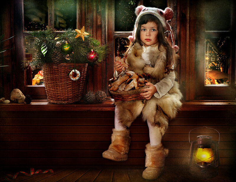 Girl in Winter Coat — Brown