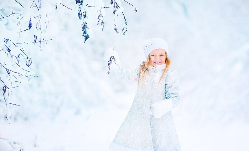 Girl in Winter Coat — White, Cold, Photograph, Snow, Trees