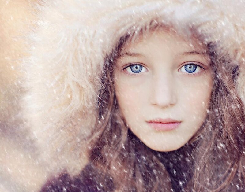 Girl in Winter Coat — White, Cold