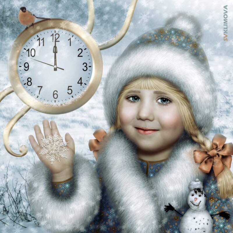 Girl in Winter Coat — White, Festive