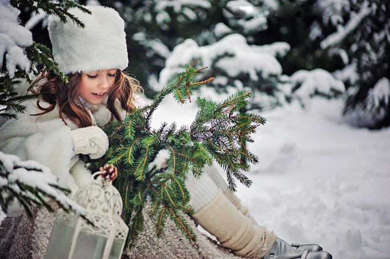 Girl in Winter Coat — White, Serene, Photograph, Snow