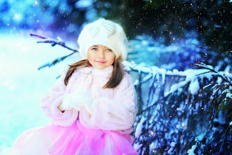 Girl in Winter Coat — White, Serene, Photograph, Snow, Trees