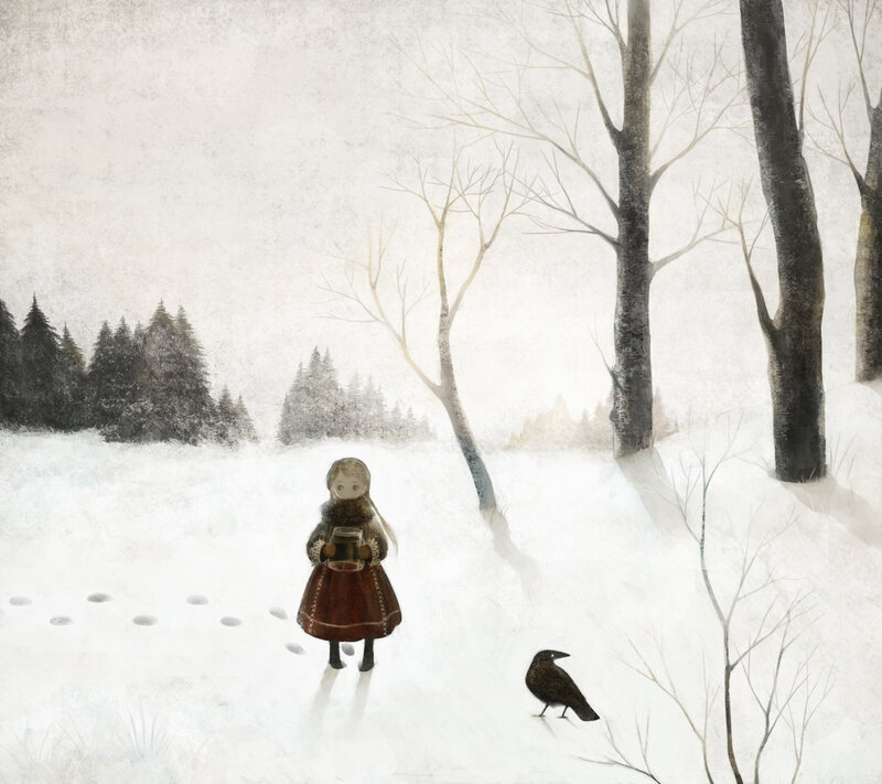 Girl in Winter Coat — White, Serene