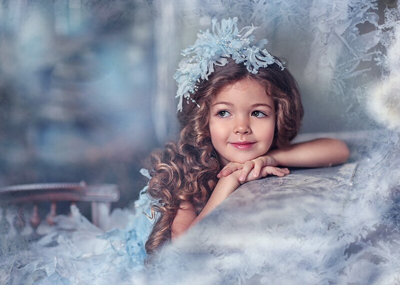 Girl in Winter Dress — Blue, Dreamy
