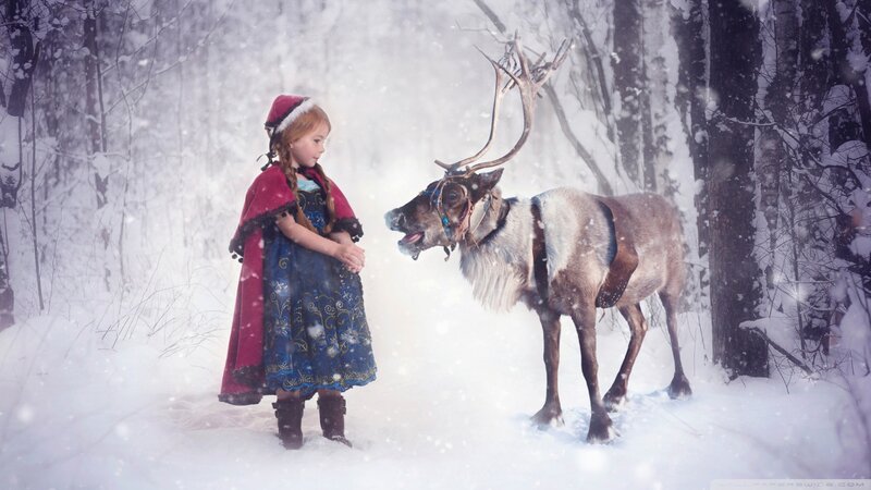 Girl in Winter Dress — White, Serene, Digital Art
