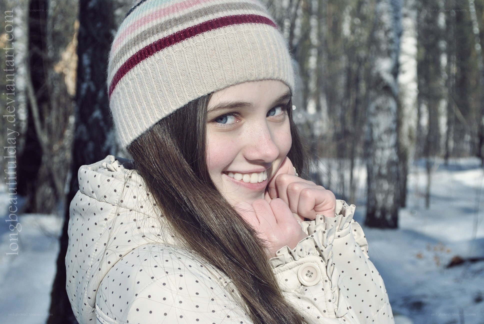 girl in winter forest