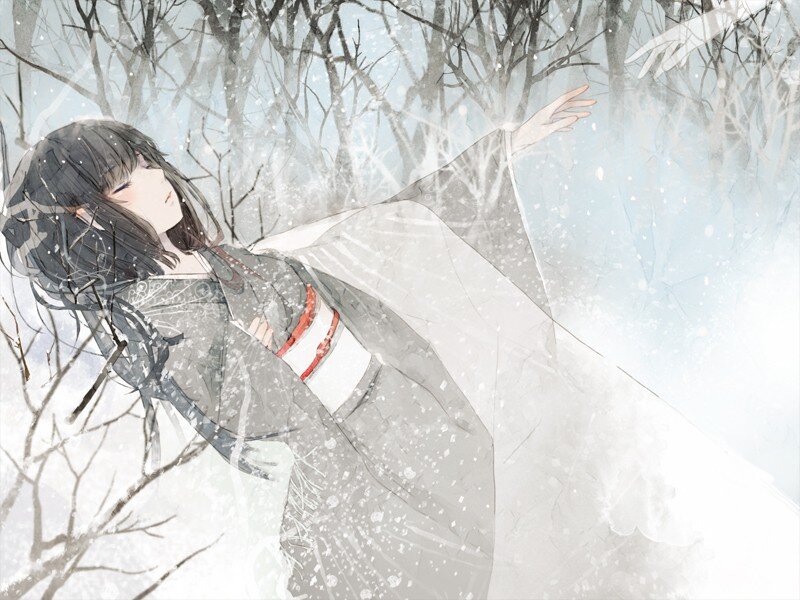 girl in winter forest