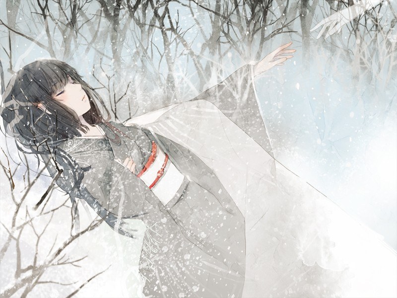 girl in winter forest