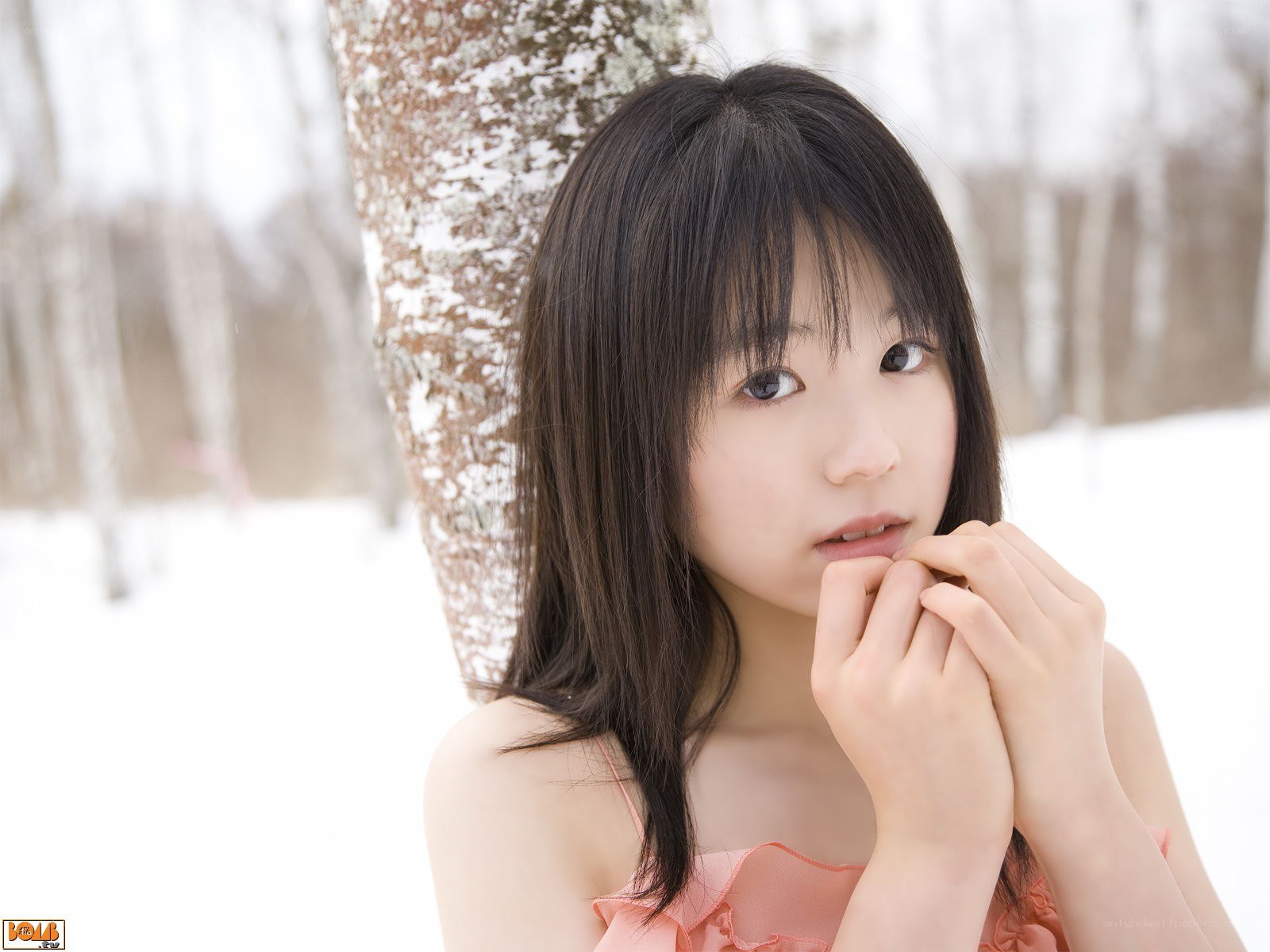 girl in winter forest