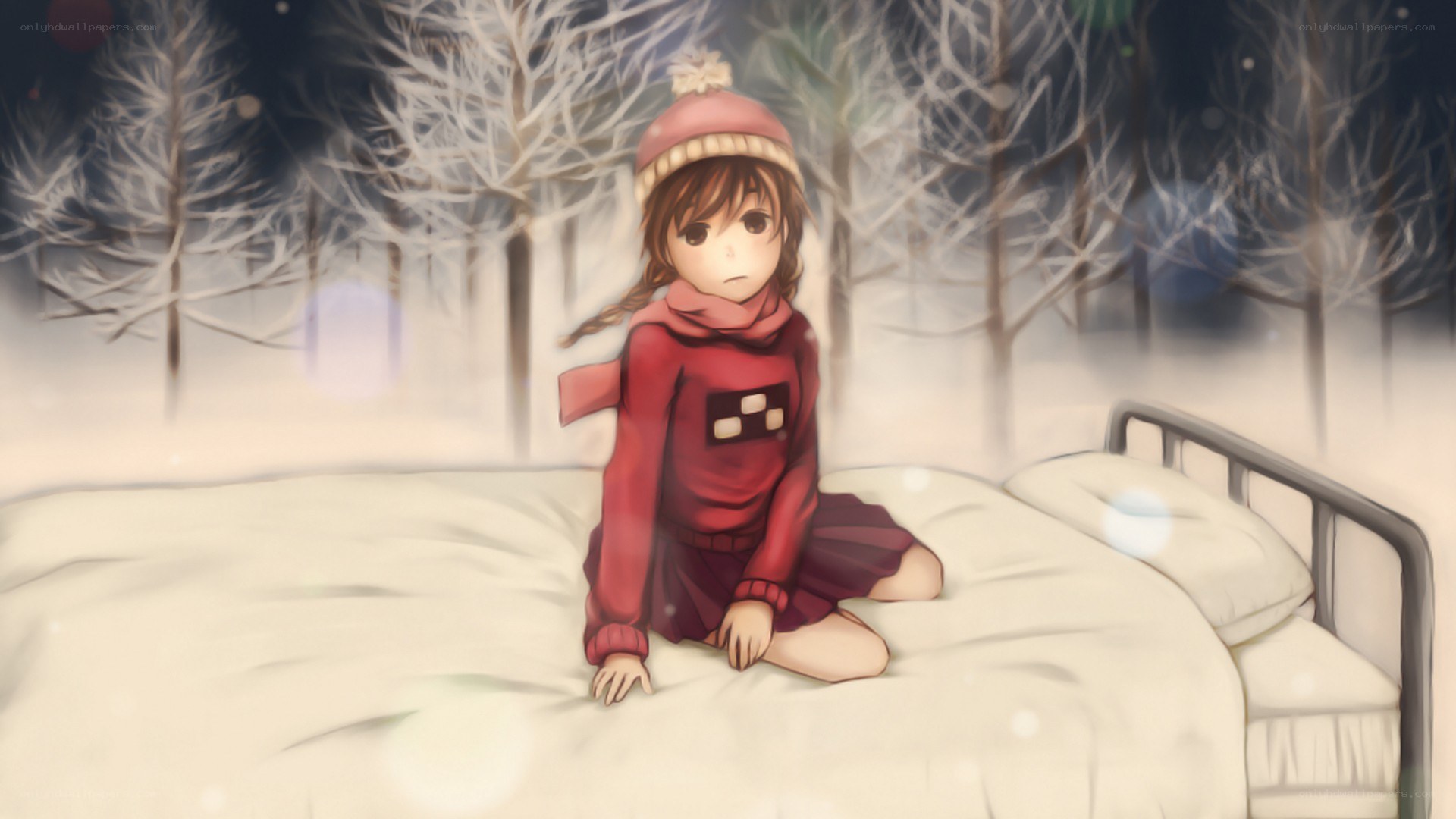 girl in winter forest