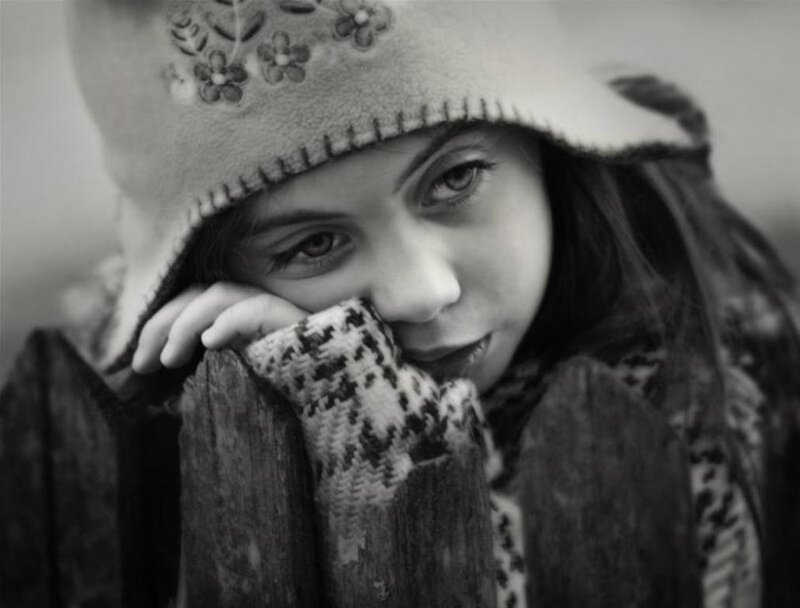 Girl in Winter Hat — Black, Contemplative