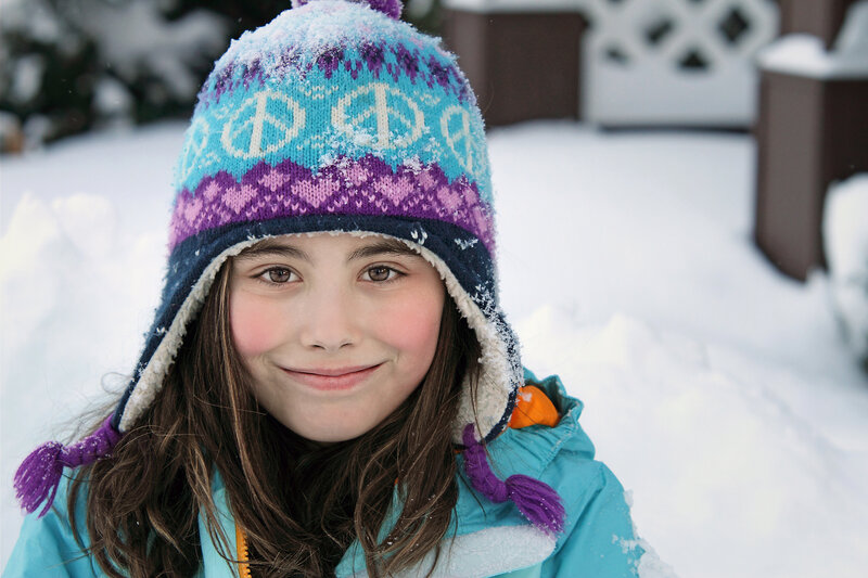 Girl in Winter Hat — Blue, Calm