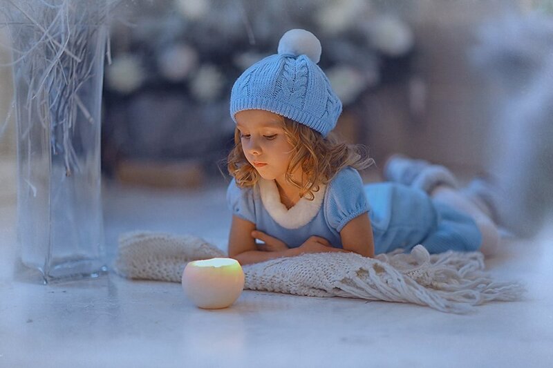 Girl in Winter Hat — Blue, Serene