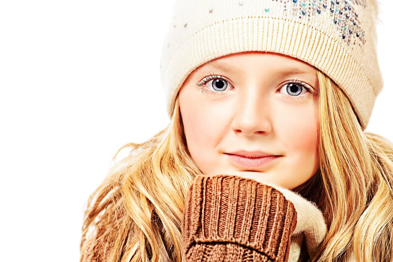 Girl in Winter Hat — White