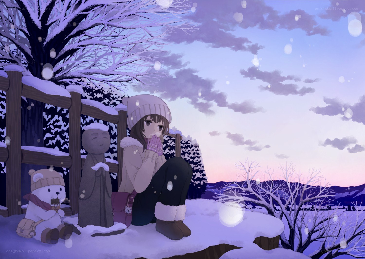 Girl in winter snowscape