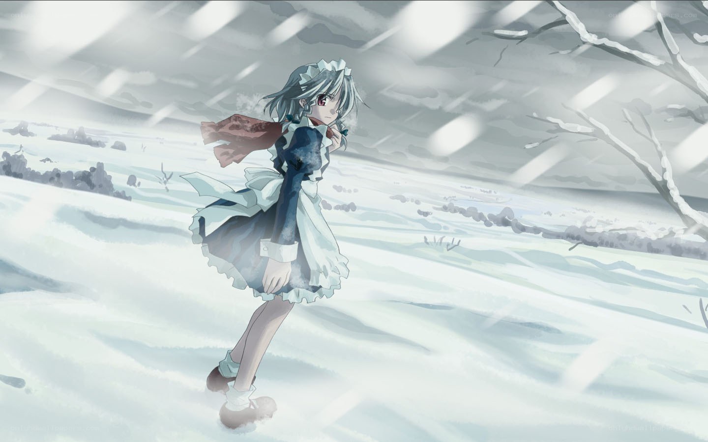 girl in winter storm