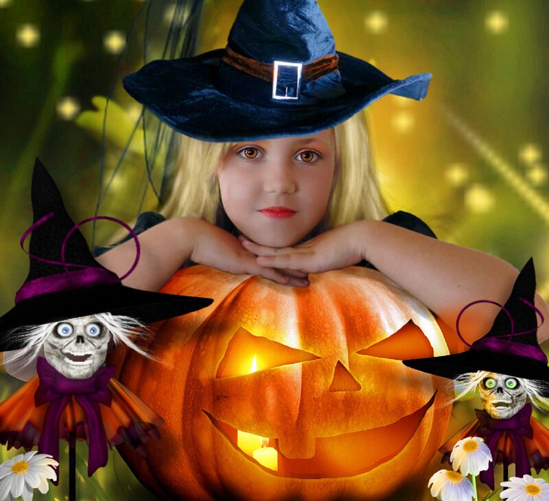 Girl in Witch Costume — Orange