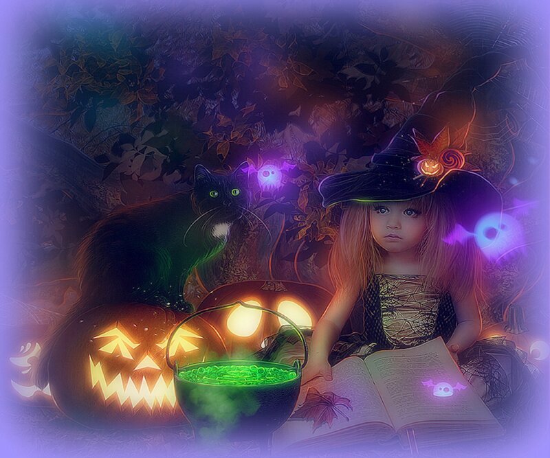 Girl in Witch Costume — Purple, Magical
