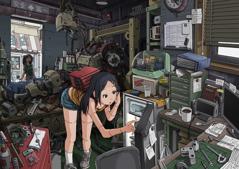 Girl in Workshop — Gray