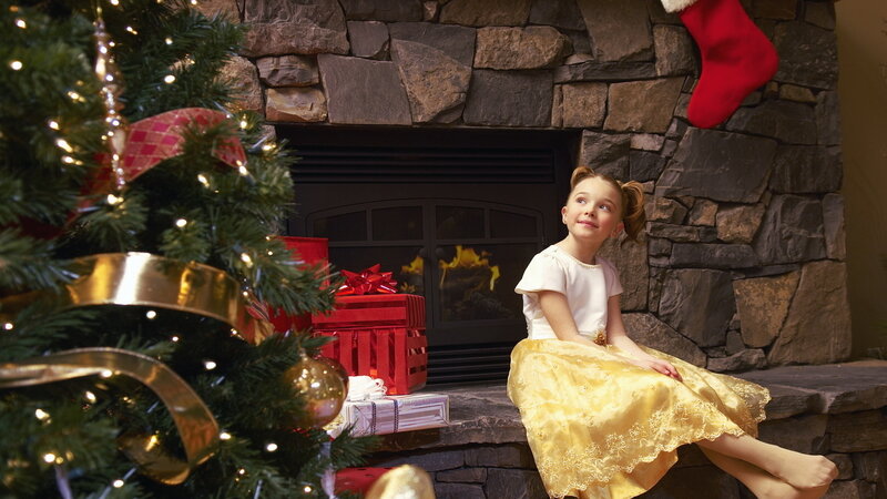 Girl in Yellow Dress — Green, Festive