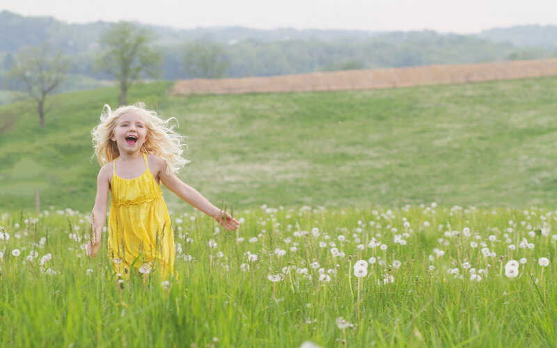 Girl in Yellow Dress — Green, Joyful