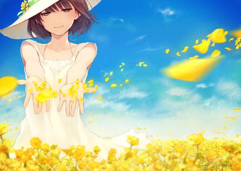 Girl in Yellow Field — Blue