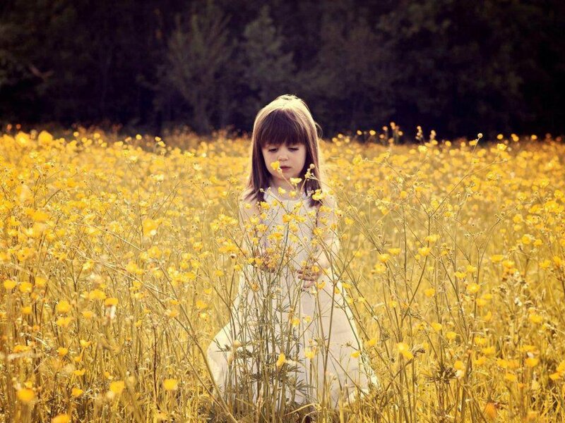 Girl in Yellow Field — Serene