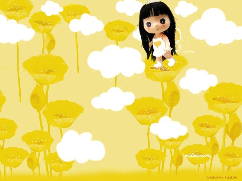 girl in yellow flower field