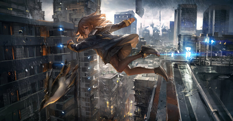 Girl Jumping Between Buildings
