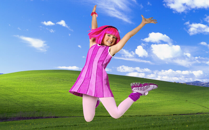 Girl jumping in a field