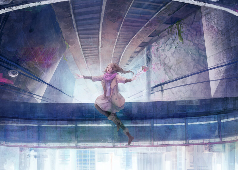 Girl Jumping in Tunnel