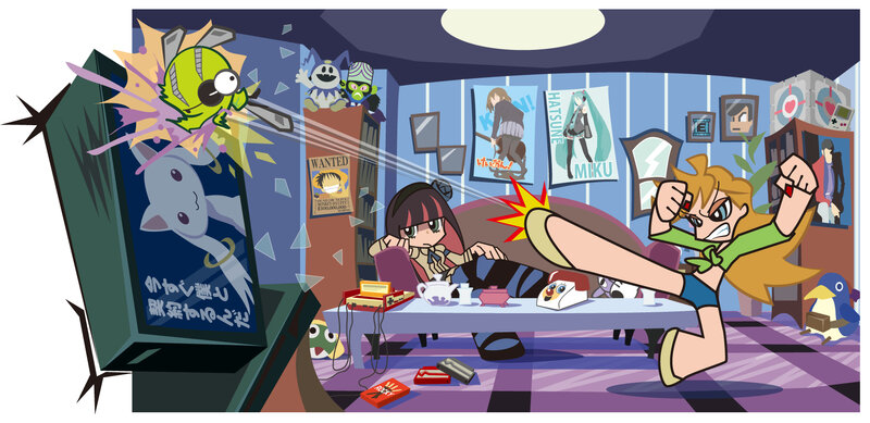 Girl Kicking Arcade Machine