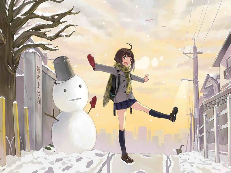Girl Kicking Snowman
