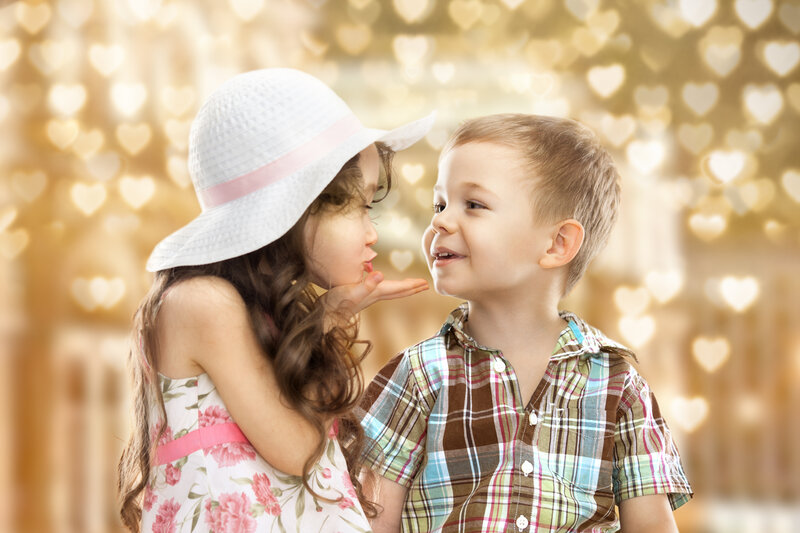 Girl Kissing Boy — Gold