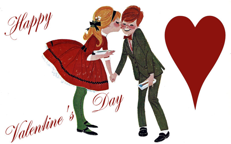 Girl Kissing Boy — Red, Happy