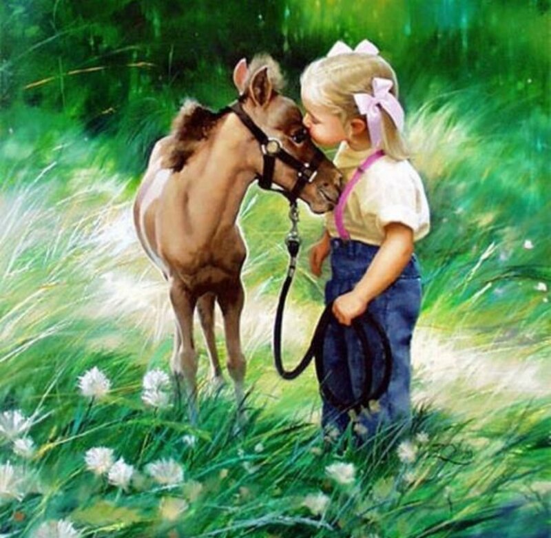 Girl Kissing Foal