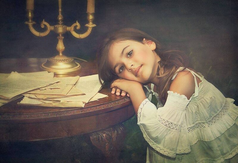 Girl Leaning on Table