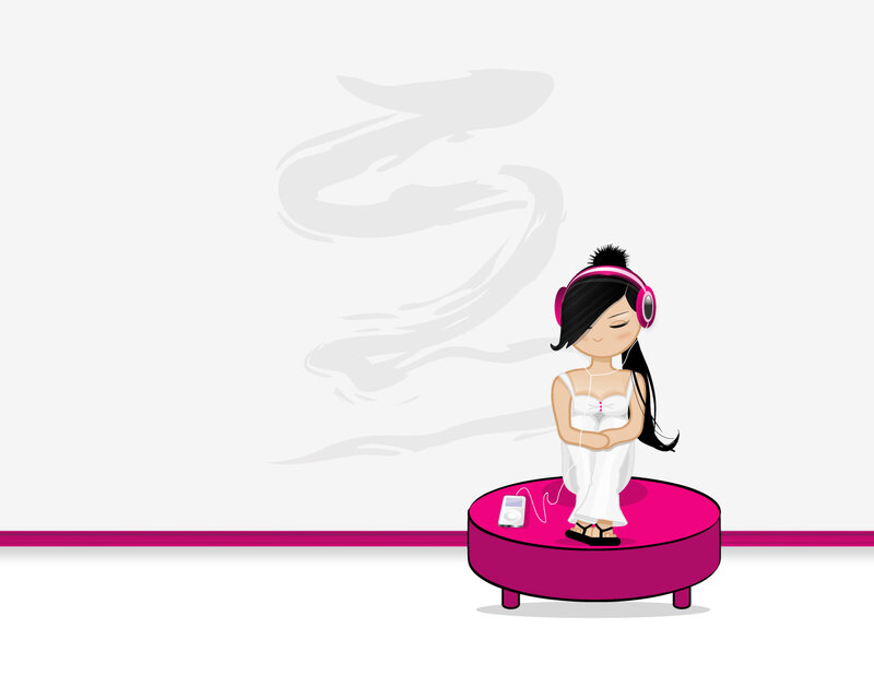 Girl Listening to Music — Pink, Calm