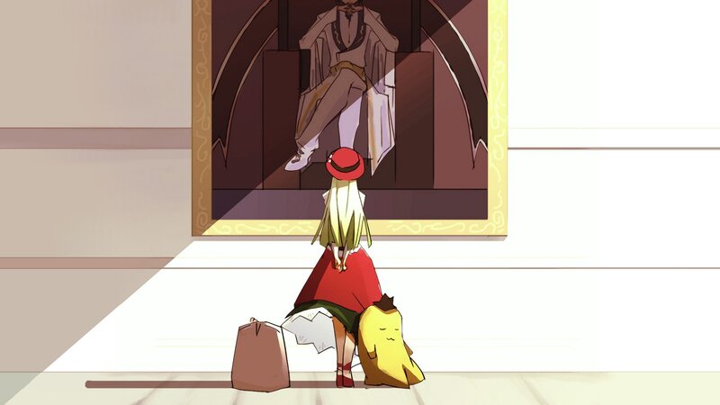 girl looking at a painting