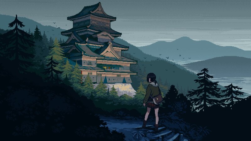 Girl Looking at Castle