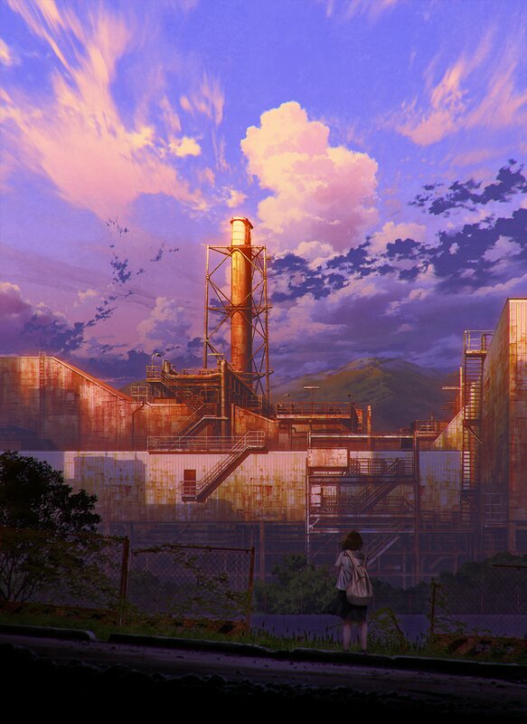 Girl Looking at Factory