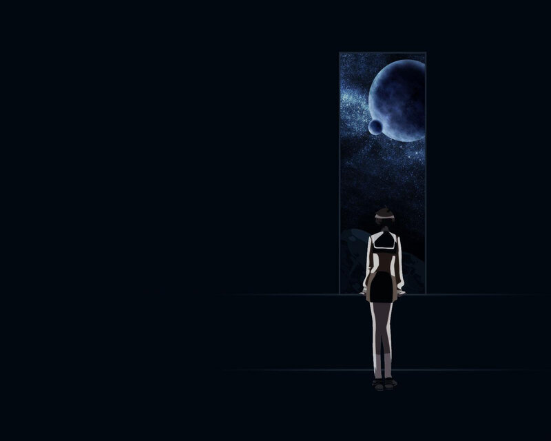 girl looking at space window