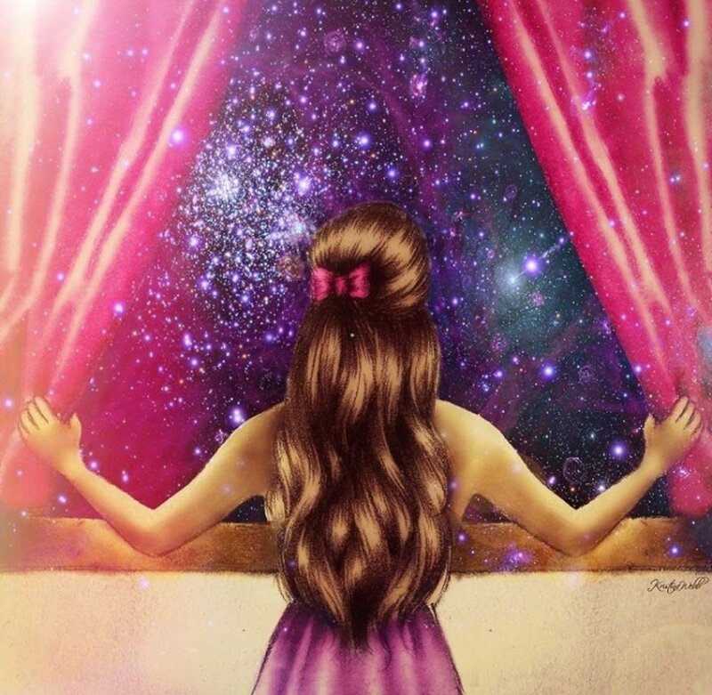 Girl Looking at Stars — Purple