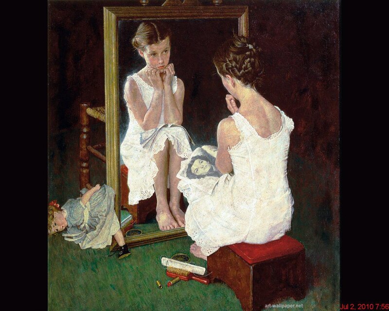 Girl Looking in a Mirror